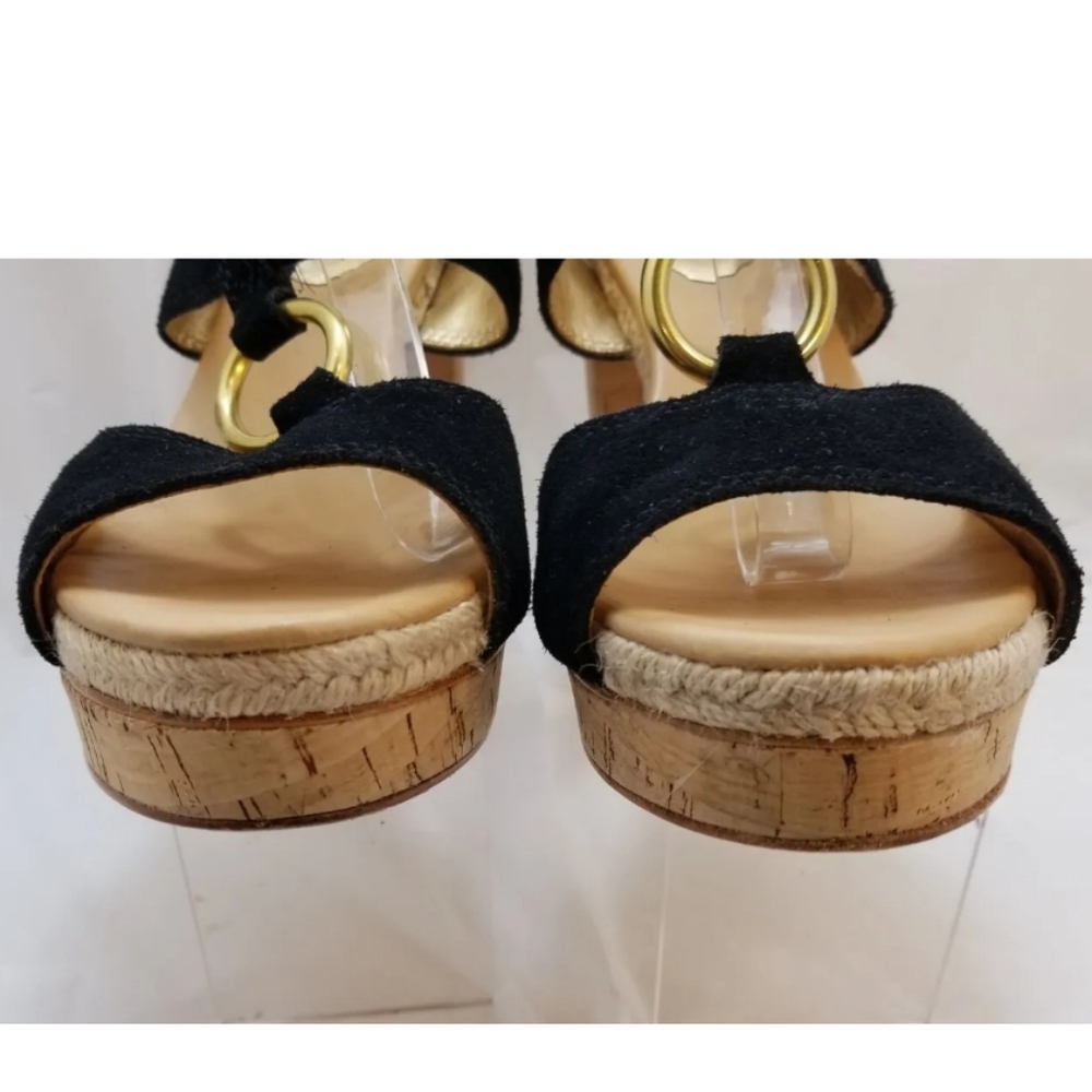 Coach Valeann Suede Leather Cork Platform Block Heel Strappy Sandal, 10,… - Picture 2 of 10
